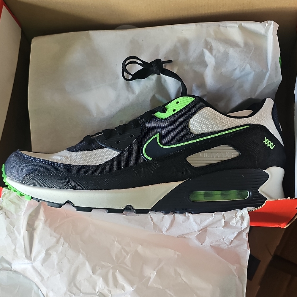 Nike Air Max 90 Black and Lime Sneakers